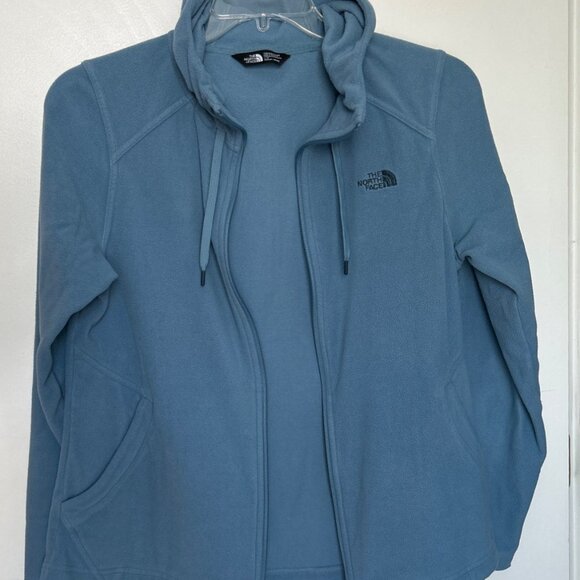 The North Face Women Light Blue Full-Zip Hooded Fleece Jacket Size L - Picture 3 of 5